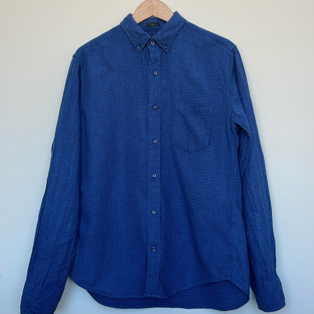 J. Crew Blue Houndstooth Flannel